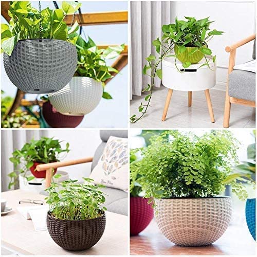 Plants Point Plastic Flower Pot Plant with Hanging Chain - Multicolour, 8 Inch, 5 Pieces - Image 2