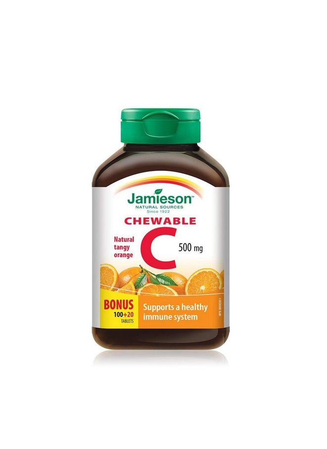 Jamieson Jamieson Vitamin C Chewable 500 mg - Tangy Orange, 120 tabs Bonus  - Image 1