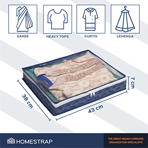 Homestrap Girls/Women's Non Woven Single Saree/Suits Cover with 3 Inch Height Pack of 4 (Navy Blue) - Image 2