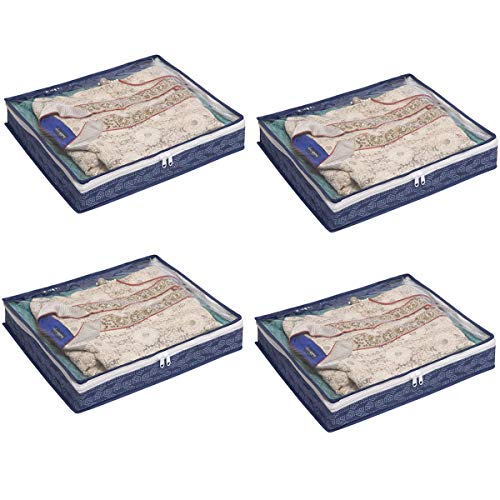 Homestrap Girls/Women's Non Woven Single Saree/Suits Cover with 3 Inch Height Pack of 4 (Navy Blue) - Image 1