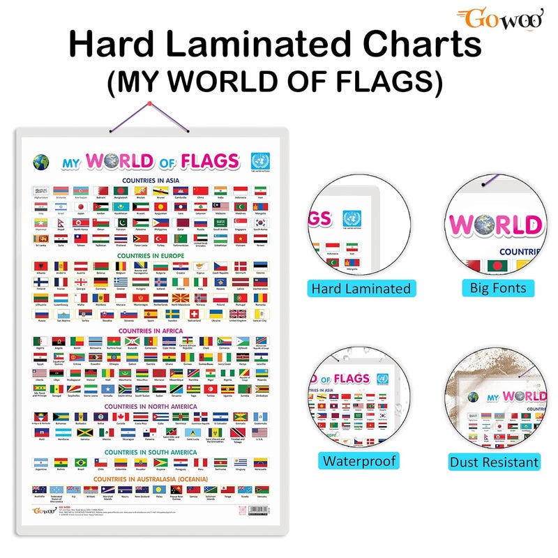 GoWoo Set of 2 Solar System and My World of Flags Early Learning Educational Charts for Kids | 20"X30" inch |Non-Tearable and Waterproof | Double Sided Laminated | Perfect for Homeschooling, Kindergarten and Nursery Students - Image 2