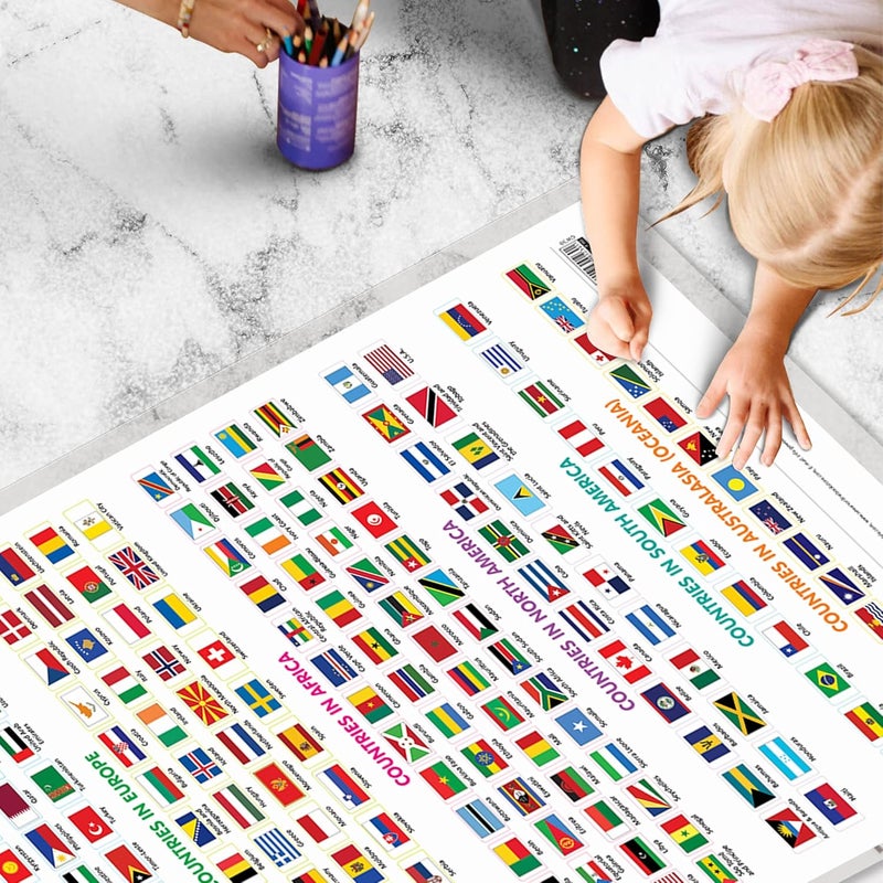 GoWoo Set of 2 Solar System and My World of Flags Early Learning Educational Charts for Kids | 20"X30" inch |Non-Tearable and Waterproof | Double Sided Laminated | Perfect for Homeschooling, Kindergarten and Nursery Students - Image 5