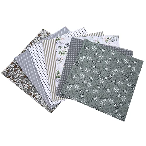 Antetek 7Pcs 20" x 20" Cotton Fabric DIY Making Supplies Quilting Patchwork Fabric Fat Quarter Bundles DIY for Quilting Cotton Patchwork Cushions (Grey, 20" x 20") - Image 1
