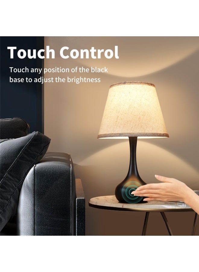 Forthcan Touch Bedside Lamp for Bedroom, 3-Way Dimmable Farmhouse Table Lamps for Nightstand with Fabric Shade, Desk Lamp for Kids Reading, Home Office - Image 3