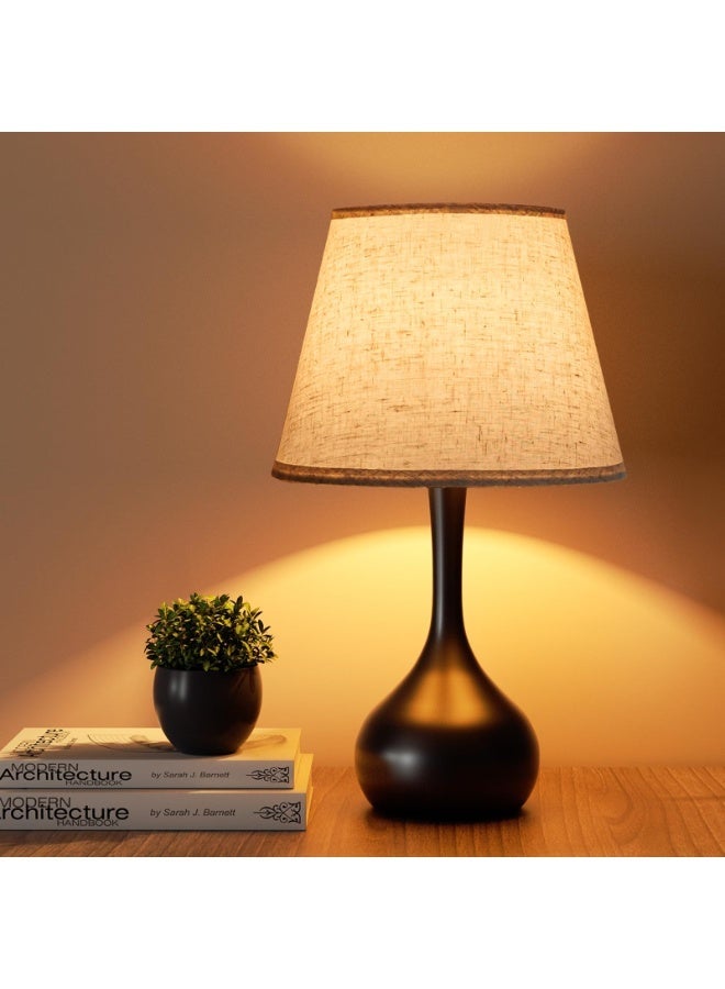 Forthcan Touch Bedside Lamp for Bedroom, 3-Way Dimmable Farmhouse Table Lamps for Nightstand with Fabric Shade, Desk Lamp for Kids Reading, Home Office - Image 1