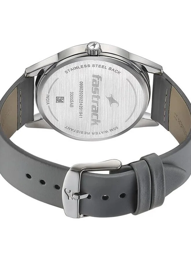 TITAN Men's Analog Display Watch With Grey Leather Strap - 3305SL02