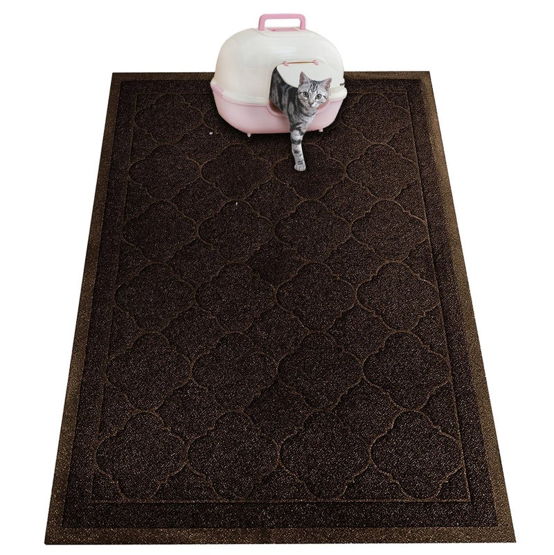 PETUPPY Cat Litter Mat Traps Litter from Litter Box XL Size 47X36 Durable Trapping Rug NonSlip and Waterproof Easy to Clean