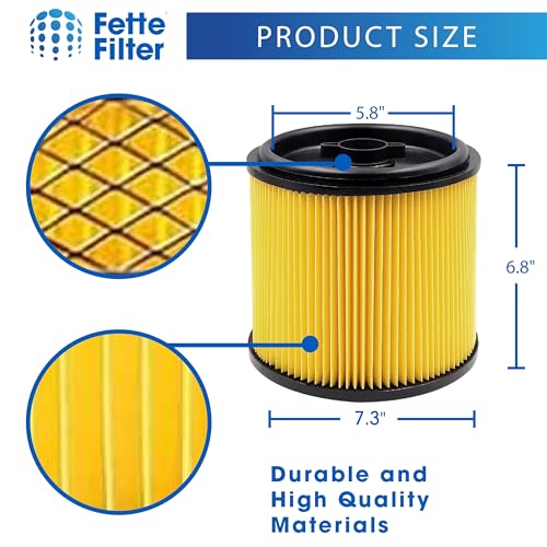 Fette Filter - VCFS Cartridge Filter Replacement Compatible with Vacmaster Filter VCFS, Vacmaster 5-16 Gallon Wet/Dry Vacs, VBV1210 filter. Also fit HART most Shop-Vac 5-20 Gal Vacs - Pack of 2 - Image 3