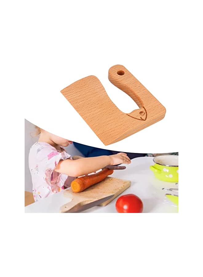 S-TOP Kids Wooden Knife, Beech Wood Enhance Hands on Abilities Easy To Use Kids Wooden Cutter Gift for 2‑8 Years Old for Vegetable Fruit (Fish) - Image 3