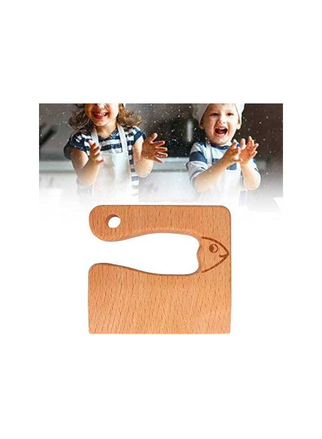S-TOP Kids Wooden Knife, Beech Wood Enhance Hands on Abilities Easy To Use Kids Wooden Cutter Gift for 2‑8 Years Old for Vegetable Fruit (Fish) - Image 2