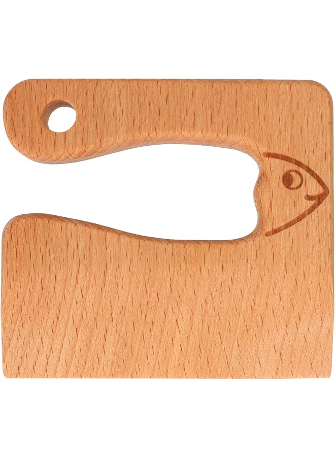 S-TOP Kids Wooden Knife, Beech Wood Enhance Hands on Abilities Easy To Use Kids Wooden Cutter Gift for 2‑8 Years Old for Vegetable Fruit (Fish) - Image 1
