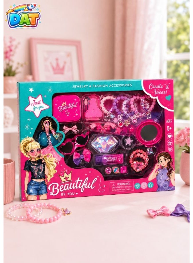 DAT Beautiful by You Fashion Jewelry Accessories Set - DIY Craft Kit Beads, Hair Clips & Charms for Girls - Image 5