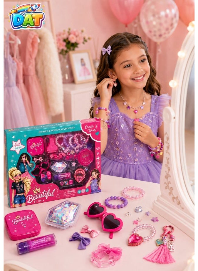 DAT Beautiful by You Fashion Jewelry Accessories Set - DIY Craft Kit Beads, Hair Clips & Charms for Girls - Image 4