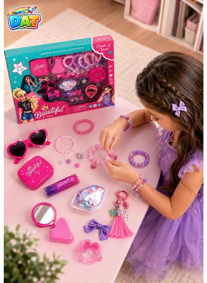DAT Beautiful by You Fashion Jewelry Accessories Set - DIY Craft Kit Beads, Hair Clips & Charms for Girls - Image 3