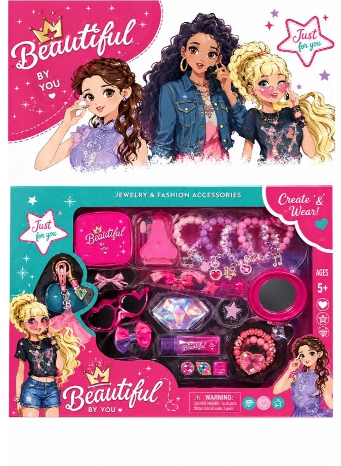 DAT Beautiful by You Fashion Jewelry Accessories Set - DIY Craft Kit Beads, Hair Clips & Charms for Girls - Image 2