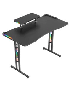TWISTED MINDS Twisted Minds T Shaped RGB Double Top Gaming Desk, Multiple Monitor Support, Unique T-shaped Design, Sturdy Construction, RGB lighting, Easy Cable Management, Black | TM-GD27-T-RGB  - Image 1