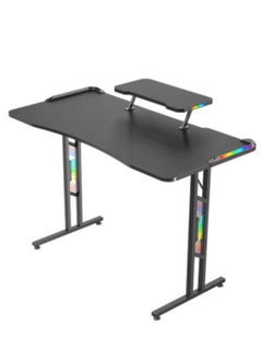 TWISTED MINDS Twisted Minds T Shaped RGB Double Top Gaming Desk, Multiple Monitor Support, Unique T-shaped Design, Sturdy Construction, RGB lighting, Easy Cable Management, Black | TM-GD27-T-RGB  - Image 2