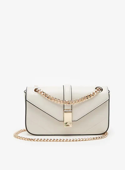 Celeste Women's Solid Crossbody Bag with Chain Strap and Flap Closure