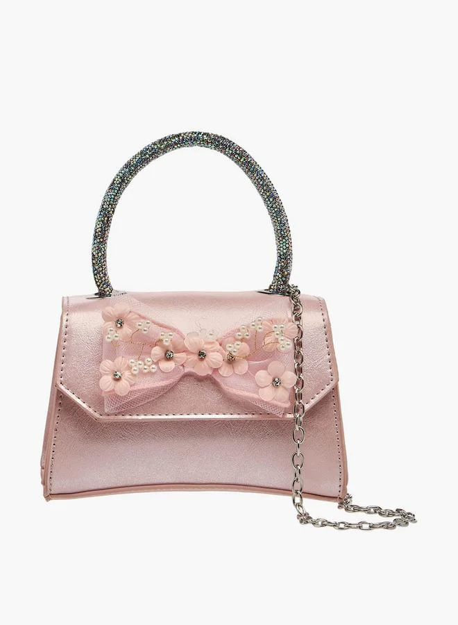 Celeste Bow Applique Crossbody Bag with Embellished Handle Ramadan Collection