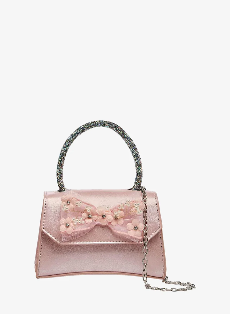Celeste Bow Applique Crossbody Bag with Embellished Handle Ramadan Collection