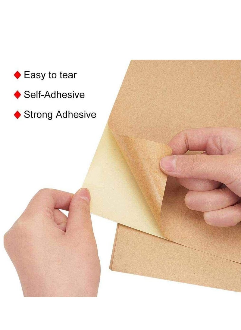 Rubik 100 Sheets A4 Size Thick Kraft Sticker Paper, Adhesive Labels 80gsm 210x297mm for Laser/Inkjet Printing Hand Writing Shipping Office, Pantry, Jar, Children Drawing  - Image 3