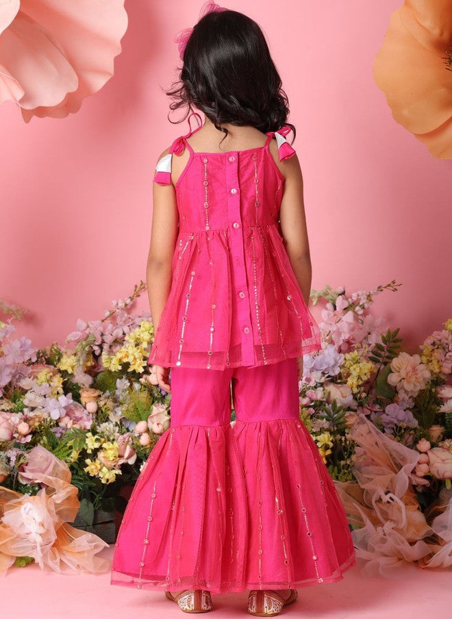 Saka Designs Magenta A-Line Kurta with Sharara for Girls - Image 5
