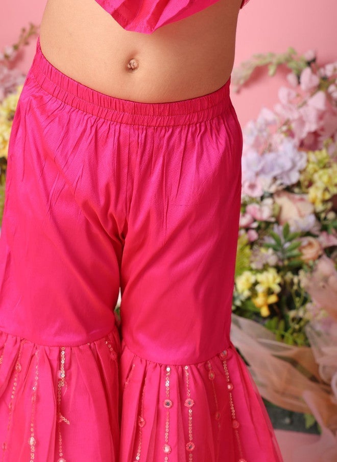 Saka Designs كُرتا ماغينتا على شكل A مع شراة للفتيات - Image 4