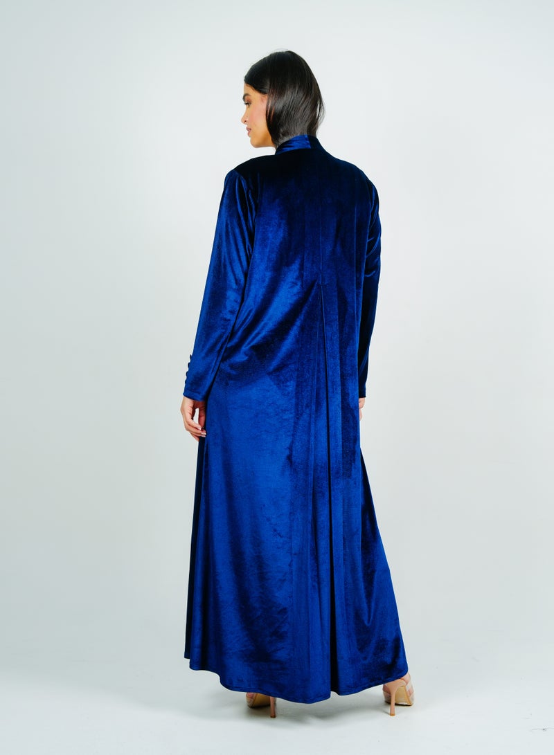 Rosette Abaya Button  velvet abaya Style with Cut Design - Image 3