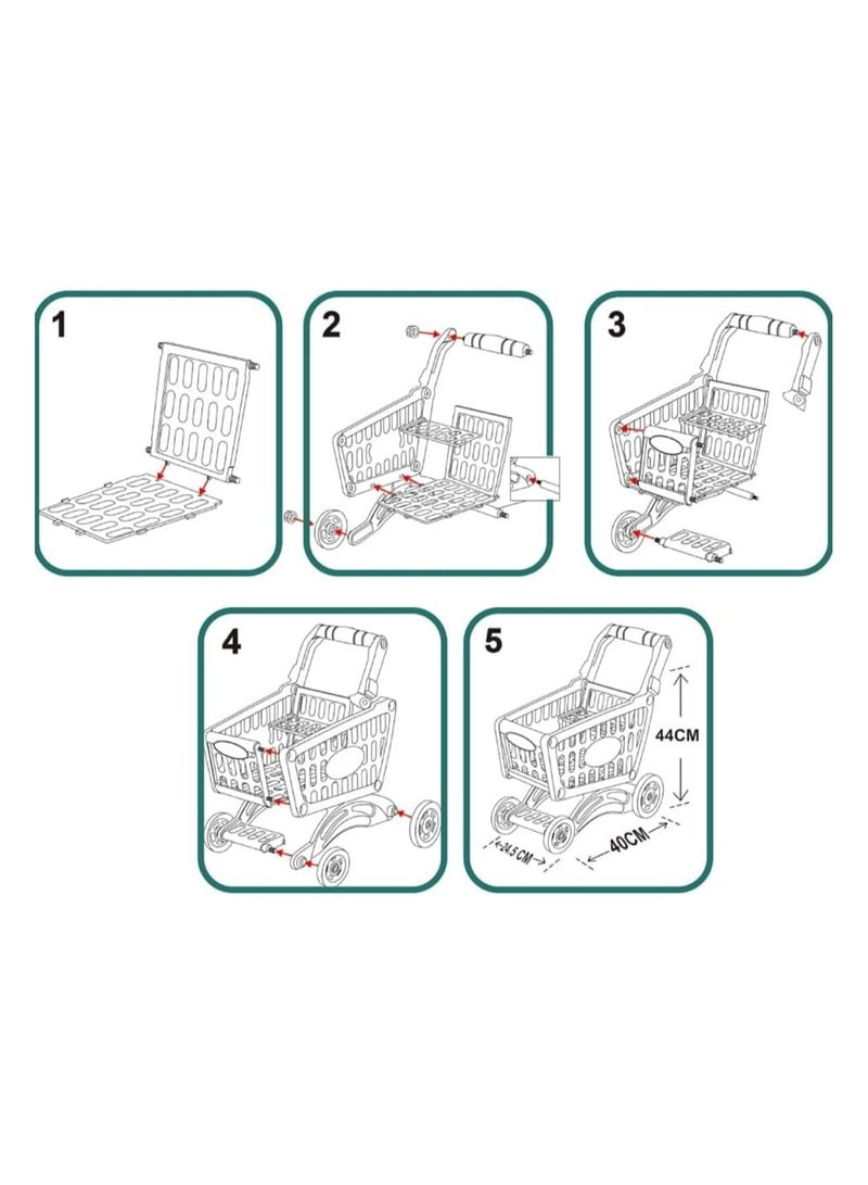 Grocery Shopping Cart Playset, 56 Pieces, - Image 2