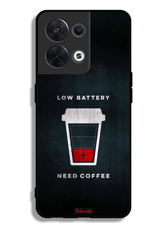 Tolwak Oppo Reno8 5G Protective Case Cover Low Battery Need Coffee - Image 2