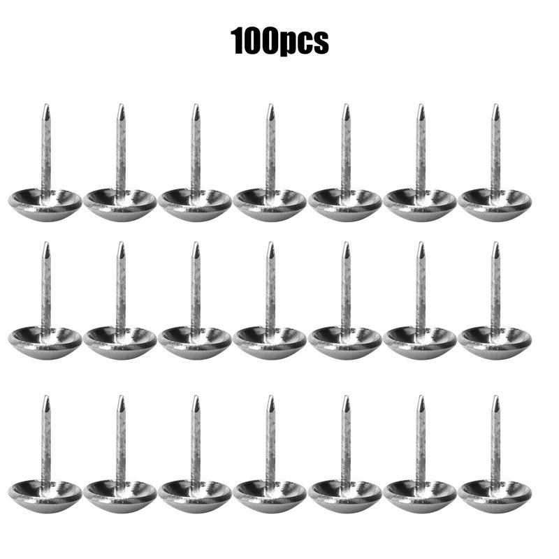 100Pcs Upholstery Nail Antique Brass Iron Furniture Decorative Drawing Pin Accessories 11x17mmSilver - Image 3