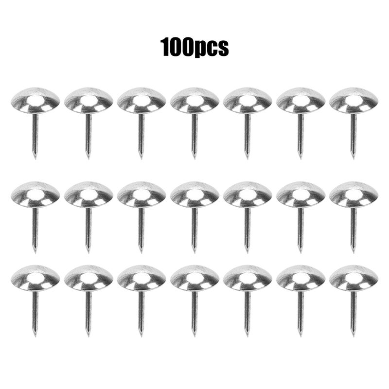 100Pcs Upholstery Nail Antique Brass Iron Furniture Decorative Drawing Pin Accessories 11x17mmSilver - Image 2
