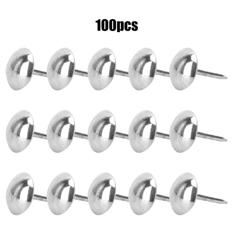 100Pcs Upholstery Nail Antique Brass Iron Furniture Decorative Drawing Pin Accessories 11x17mmSilver - Image 4
