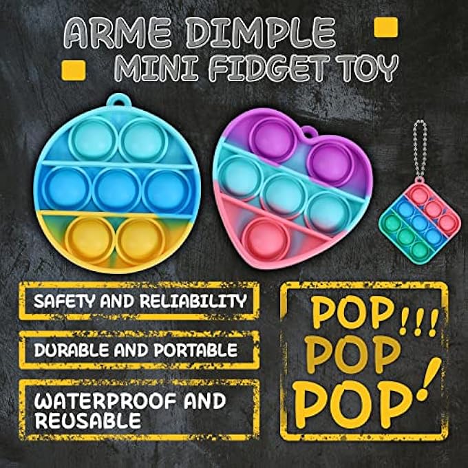 Arme 95Pcs Pop Fidget ToysParty Favors Toddler Toys Pop Fidget Keychain Mini Fidget Toys Bulk Sensory Toys Stress Toys, Party Fidget Pack Popper Toy Gift for Girls Boys - Image 3