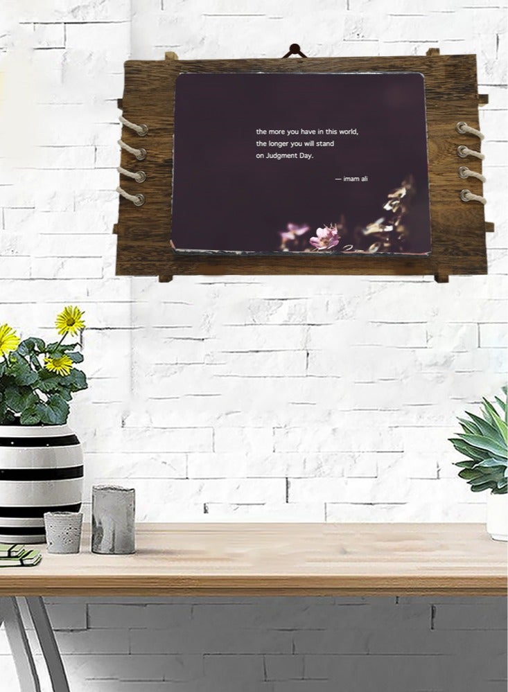 Service Zone Protective Printed White Rectangle Shape Marble Photo Frame for Table Top The More You Have In The World The Longer You Will Stand On Judgment Day Imam Ali - Image 2