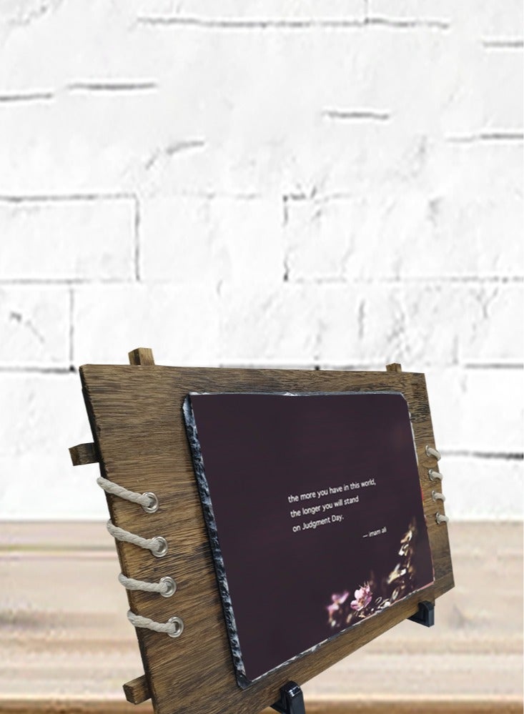 Service Zone Protective Printed White Rectangle Shape Marble Photo Frame for Table Top The More You Have In The World The Longer You Will Stand On Judgment Day Imam Ali - Image 3