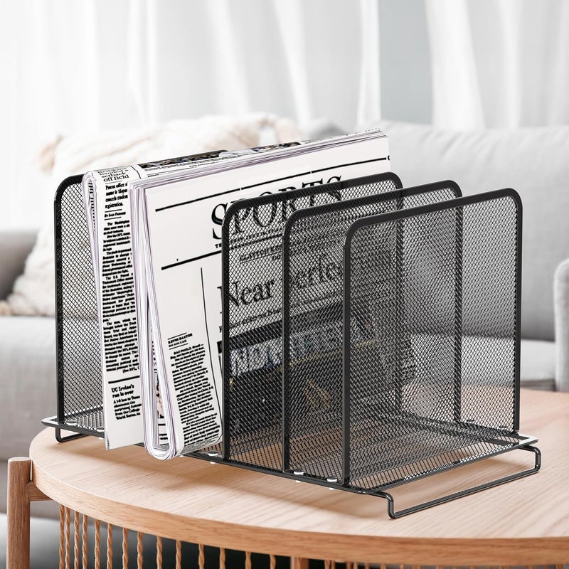Simple Houseware Expandable 5 Section Upright File Sorter Organizer, Black - Image 5