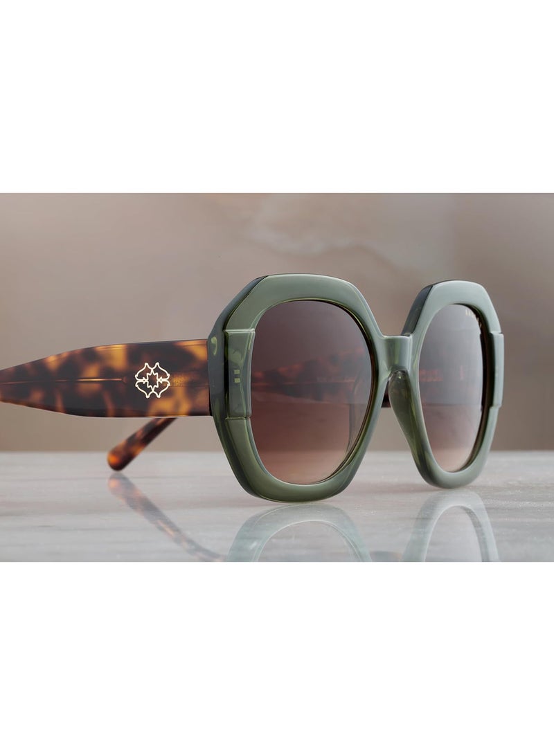 Radley نظارات شمسية نسائية عصرية بحجم كبير على شكل سداسي أخضر 53 مم - Image 4