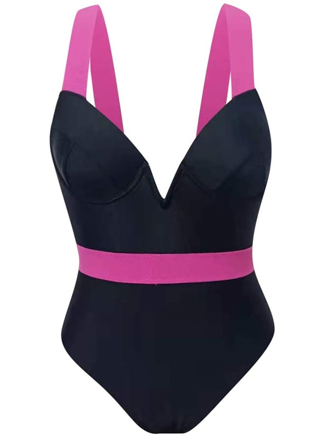 MARGOUN Medium Size Women Push Up Bra Neon Bandage Swimwear Bathing Suit Swimming Suit Black /M0040 - Image 1