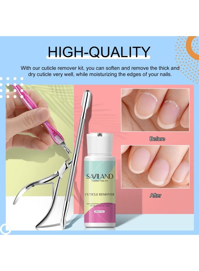 SAVILAND Cuticle Remover Kit Professional Nail Care Manicure Kit - 2.03 OZ Cuticle Remover Liquid Cream with Cuticle Trimmer, Cuticle Nipper and Cuticle Pusher, Christmas Gifts for Women - Image 4