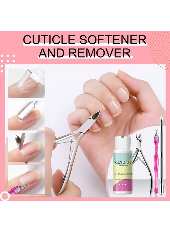 SAVILAND Cuticle Remover Kit Professional Nail Care Manicure Kit - 2.03 OZ Cuticle Remover Liquid Cream with Cuticle Trimmer, Cuticle Nipper and Cuticle Pusher, Christmas Gifts for Women - Image 2