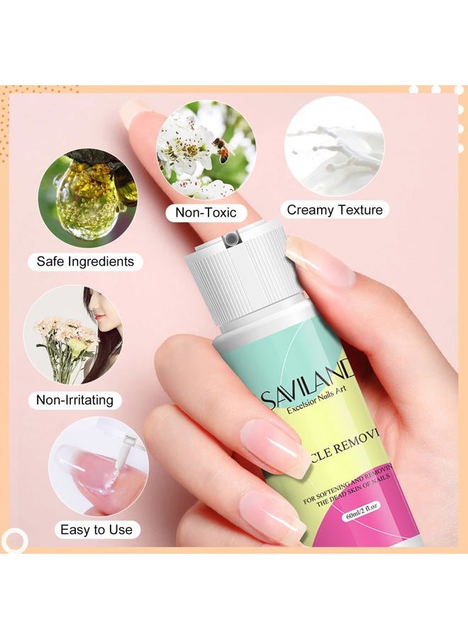 SAVILAND Cuticle Remover Kit Professional Nail Care Manicure Kit - 2.03 OZ Cuticle Remover Liquid Cream with Cuticle Trimmer, Cuticle Nipper and Cuticle Pusher, Christmas Gifts for Women - Image 5