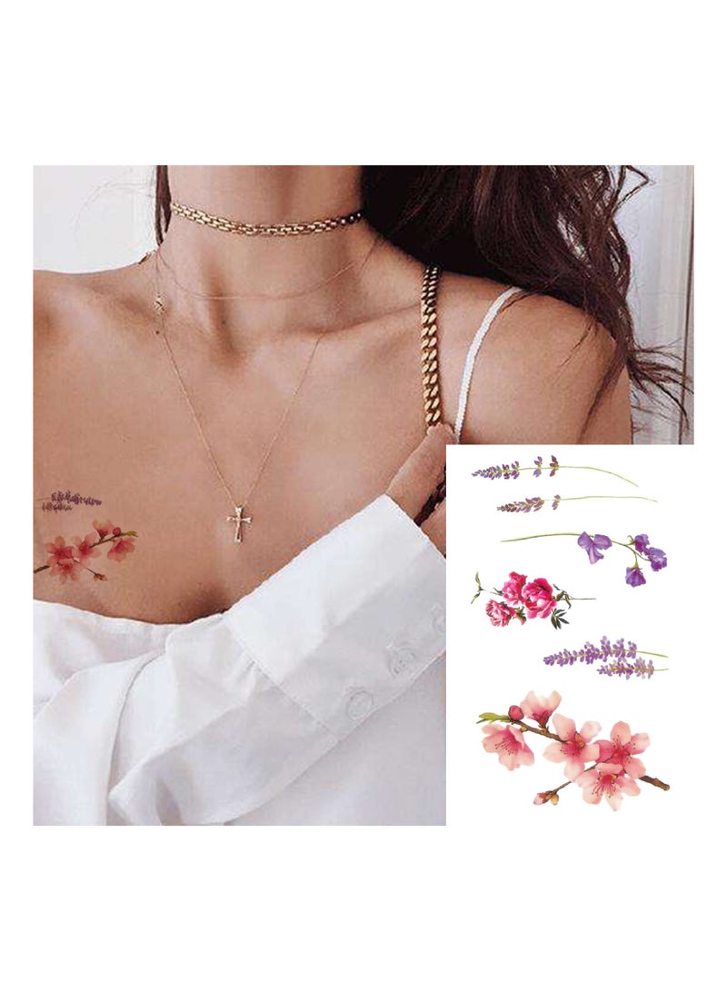 SOLARAE 60 Sheets Waterproof Flower Floral Body Arm Sleeve Art Fake Temporary Tattoo Sticker for Women - Image 3