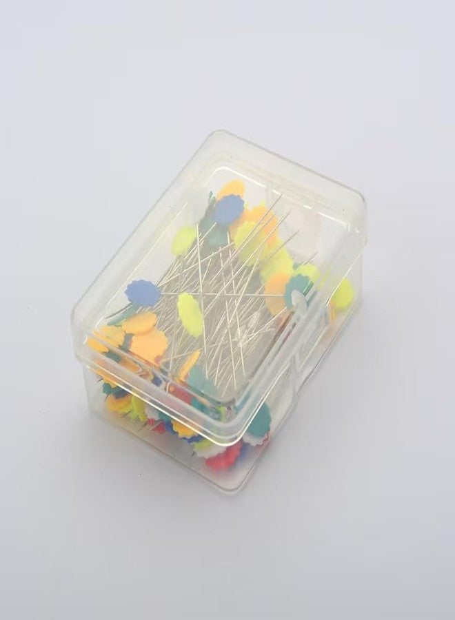 Bequilter 400Pcs Flat Head Straight Pins with Storage Box, Multicolor Flower Head Sewing Pins Quilting Pins for DIY Sewing - Image 3