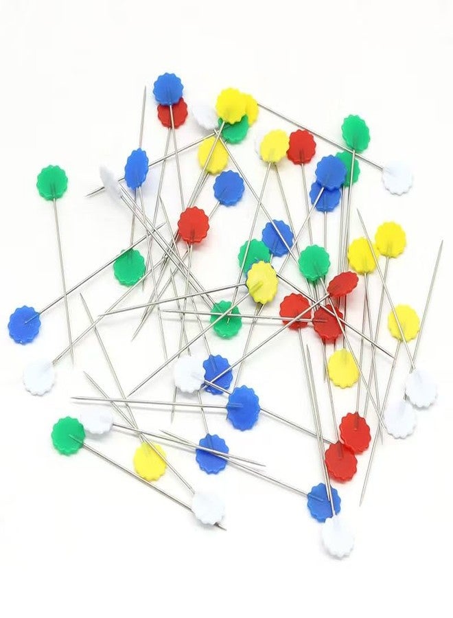 Bequilter 400Pcs Flat Head Straight Pins with Storage Box, Multicolor Flower Head Sewing Pins Quilting Pins for DIY Sewing - Image 2