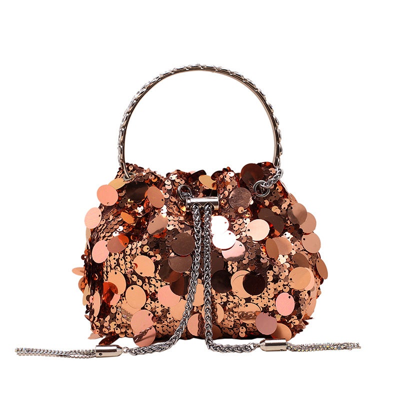 2023 New High-Grade Bag Women'S Bag Metal Tassel Sequined Evening Bag Portable Crossbody Bucket Lipstick Bag - Image 1