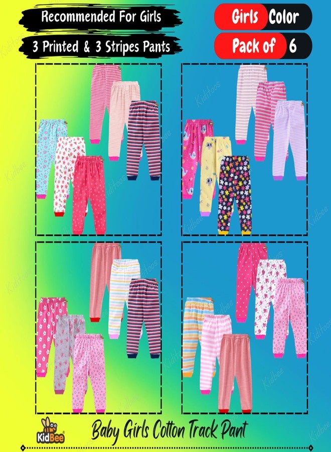 Kidbee Baby Cotton Pajama Track Pants Printed for Baby Boys & Girls (Regular Fit) (Pack of 6) (7-8 Years, Girls-Color-RIB-6PC) - Image 3