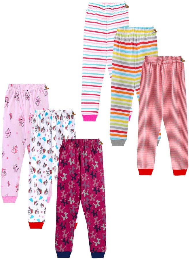 Kidbee Baby Cotton Pajama Track Pants Printed for Baby Boys & Girls (Regular Fit) (Pack of 6) (7-8 Years, Girls-Color-RIB-6PC) - Image 2
