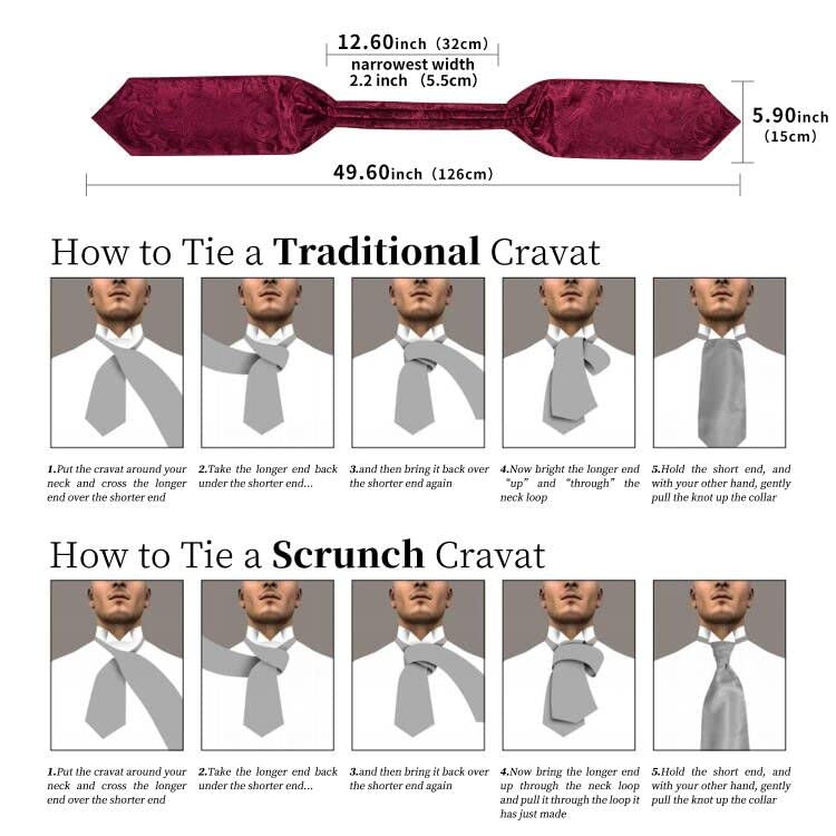 DiBanGu Blue Ascot Ties for Men Cravat Tie and Pocket Square Set Jacquard Silk Ascot Paisley Cravat for Men