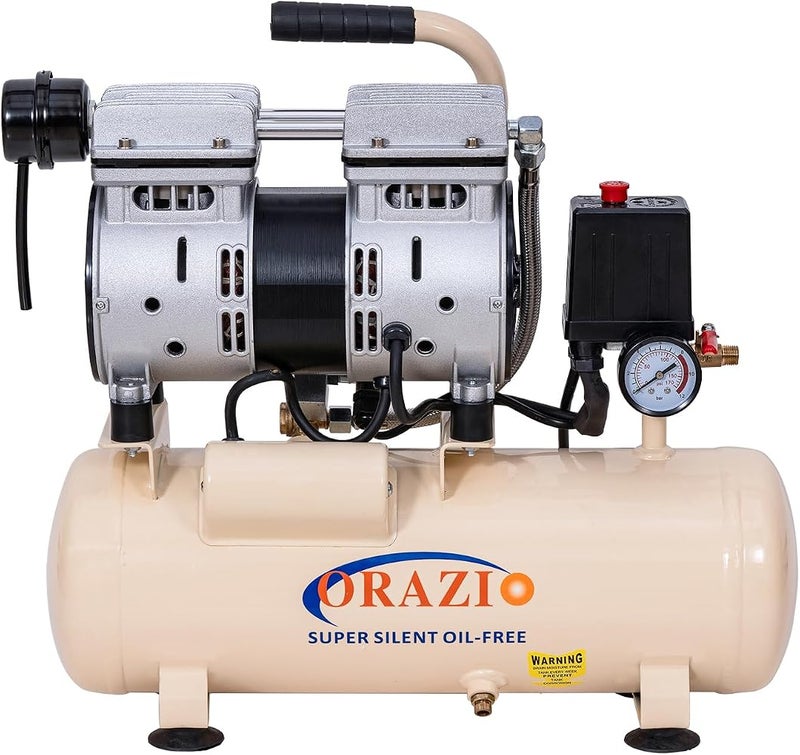 ORAZIO Air Compressor Oil Free 9 Litre, 550W 116PSI Low Noice Silent Portable Electric Air Compressor with Pure Copper Motor for Home Workshop, Mobile Garage, Dental Clinic 241183 - Image 1